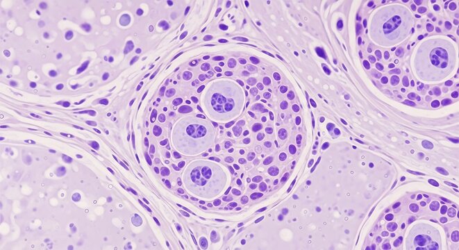 Granuloma tissue sample under microscope
