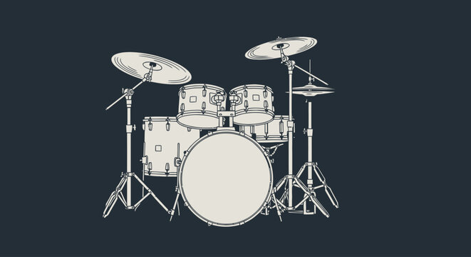 Drum Set Illustration for Music Graphic Design