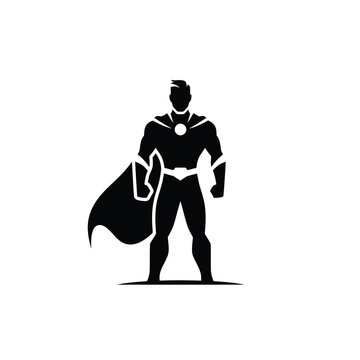 Superhero in Black Costume Stands.