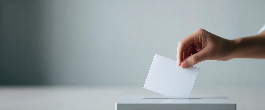 Hand casting vote into ballot box
