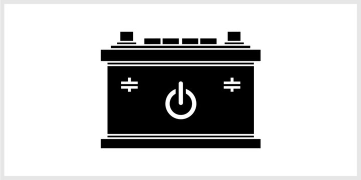 Car Battery Icon with Power Symbol