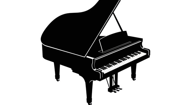 Grand piano silhouette on white background