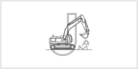 Excavator Digging Foundation With Dirt Flying © nizar