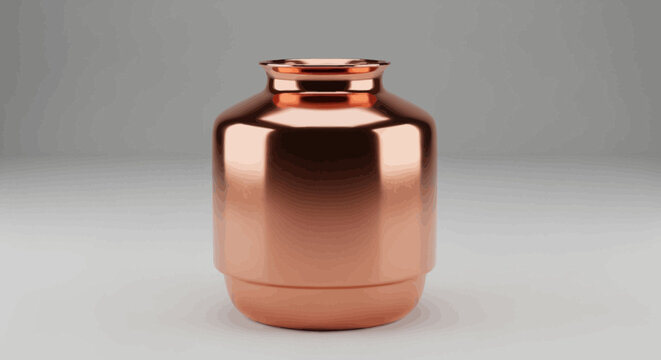 Copper colored metal shiny vase.