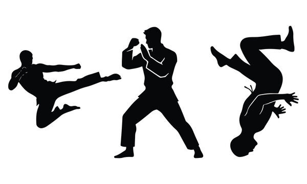 Martial Arts Fighter Silhouette Set