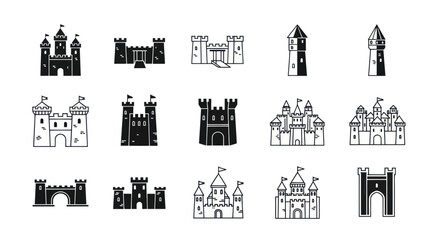 Illustrated castle icons collection © DanvataLabs