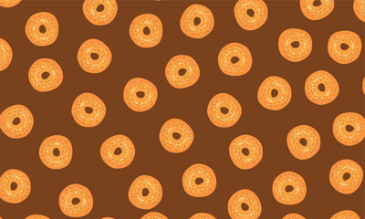 Fototapeta premium Bagels Bread Seamless Pattern. Bakery Bread background. perfect for wrapping paper, packaging, and branding related to bakeries and cafes