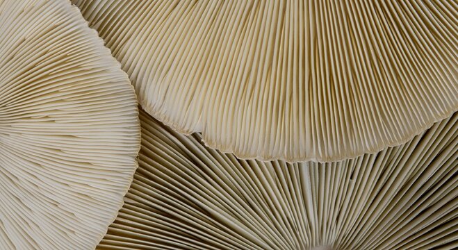Poisonous death cap mushrooms Amanita phalloides underside gills spores.