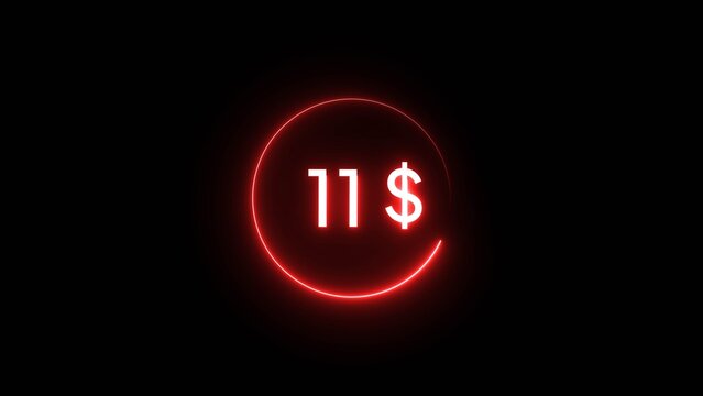 Glowing business counting dollar number illustration. Neon dollar text number on background.