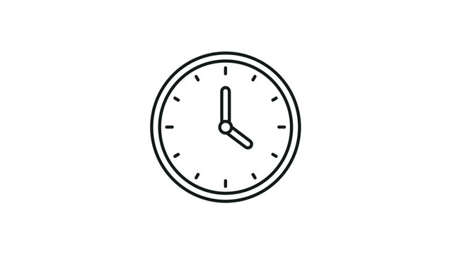 Simple wall clock illustration showing four o'clock time in clean black and white line art style for time management concepts.
