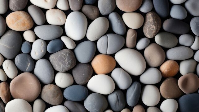 A collection of colorful smooth rocks and pebbles on a surface