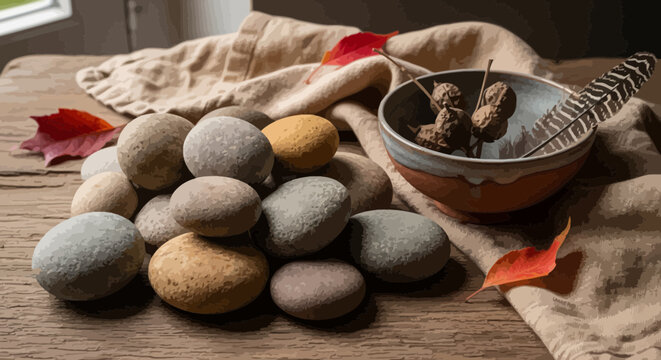 Smooth stones and pebbles collection.