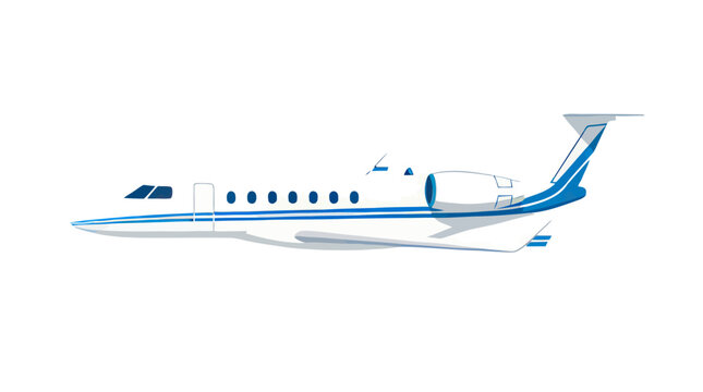 Private jet airplane isolated on white background
