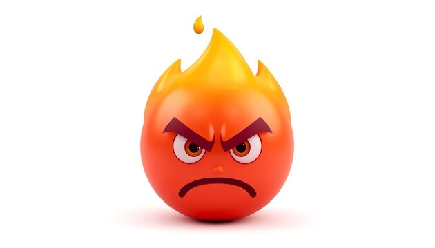 Red angry emoji face with flame on head symbolizing fury, rage, and intense emotion