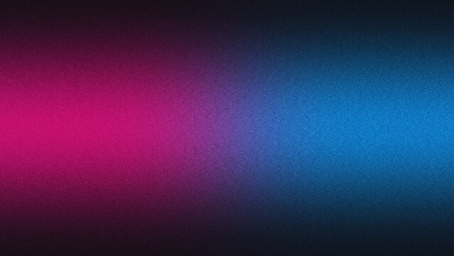 Vibrant pink and blue gradient background with dark vignette effect for design and presentation. Grainy Background.