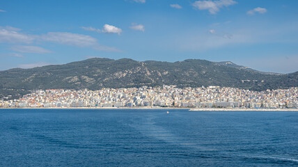 Fototapeta premium View of Kavala, a city in northern Greece, the principal seaport of eastern Macedonia and the capital of Kavala regional unit, Greece