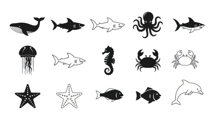 Ocean creatures illustration collection © Darwaty