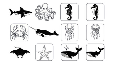 Ocean creatures illustration collection © Darwaty