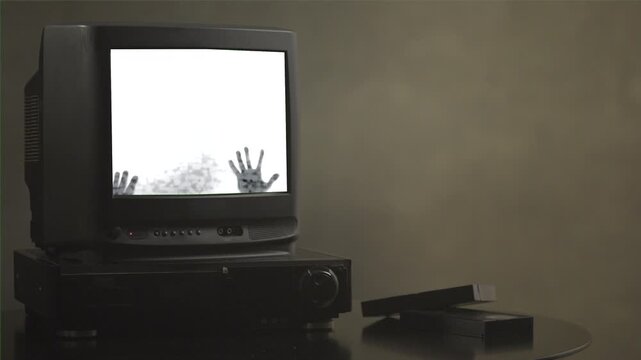 Vintage Television With Ghostly Interference. Retro Television Displaying Unsettling Static Signals . Media