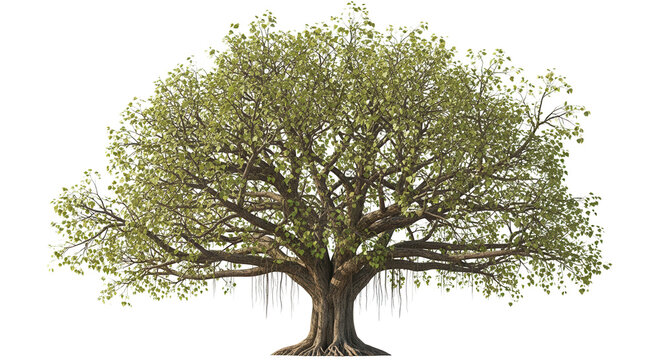 Large Bothi tree or Pipal tree isolated on transparent background, Png fil
