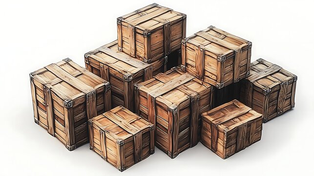 Box of History: A meticulously captured cluster of wooden crates, each whispering tales of craftsmanship and transport. A tribute to vintage and utilitarian aesthetics.