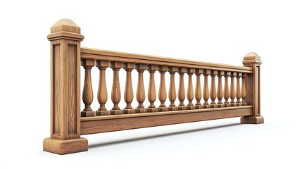 Fototapeta premium Classic Wooden Balustrade: An elegant wooden balustrade, with its timeless design and intricate details, adds a touch of classic architecture.