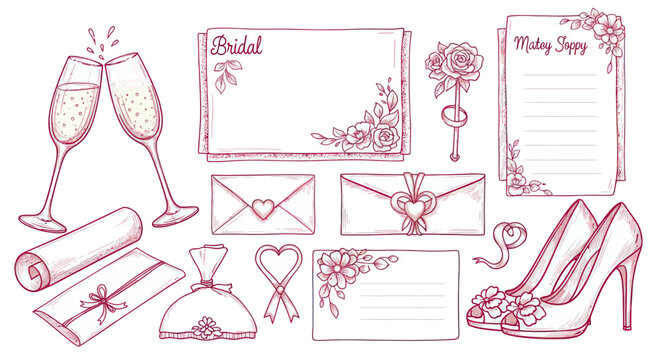 Wedding Invitation Elements and Bridal Stationery Collection