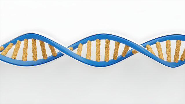 The DNA double helix structure is shown in a detailed illustration