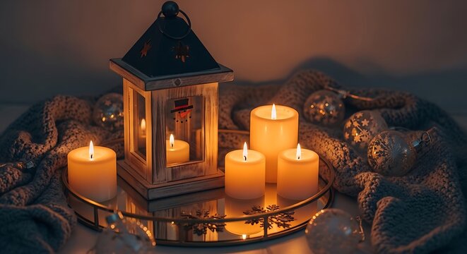 Warm eid al adha ambiance illuminated lanterns and candles for festive celebrations and religious observance