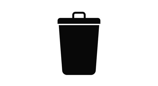 Trash can icon black silhouette on white background