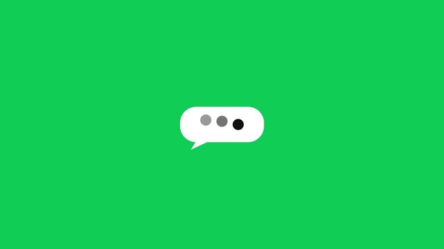 Chat typing indicator dots speech bubble animation on green screen chroma key background