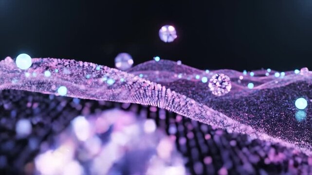 Abstract digital wave with glowing spheres emphasizing modern aesthetics and minimalist design
