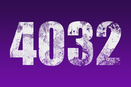 flat white grunge number of 4032 on purple background.	