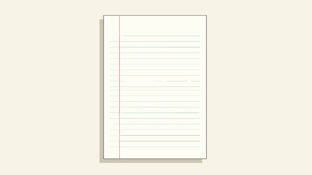Simple illustration of a blank sheet of lined paper with a red margin and light blue lines for school, office, or writing projects.