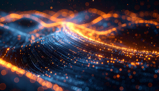 Abstract glowing digital data stream