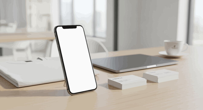 Smartphone on a wooden desk.
