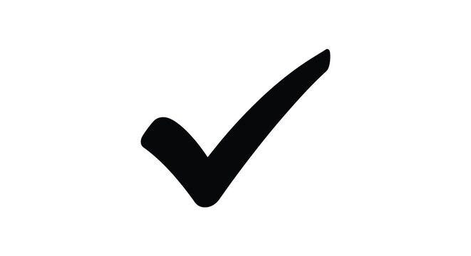 Check mark icon black silhouette on white background