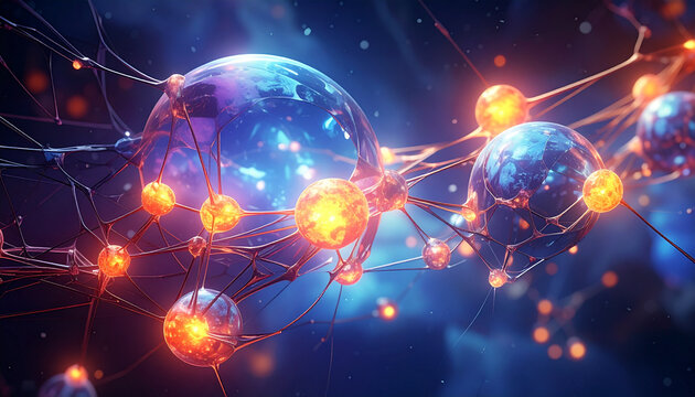 Abstract illustration of glowing spheres