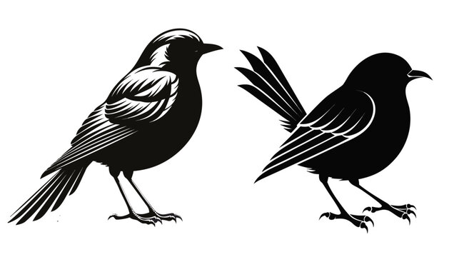 Vector collection of plump robin bird shapes for nature design