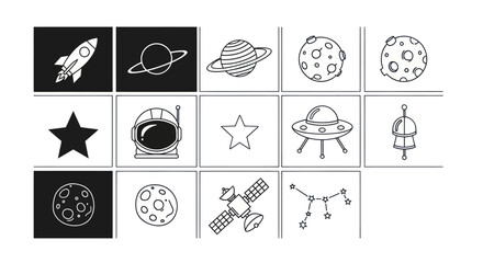 Space elements illustration on white background © Dika