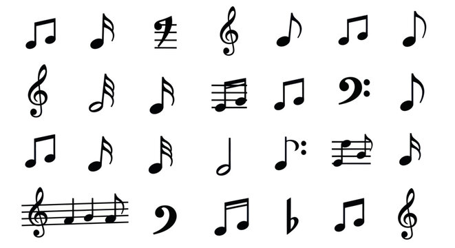Music symbols and notes collection isolated on white background