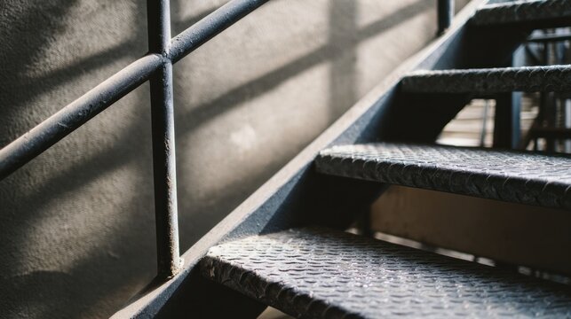 Metal staircase with handrail