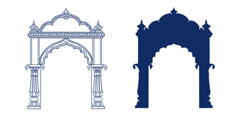 arc gate India building hand drawn vector ink traditional oriental asian Indian design isolated © CharlieNati