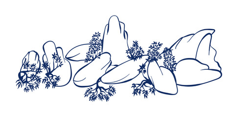 rocks stones hand drawn vector ink traditional oriental asian Indian design isolated © CharlieNati