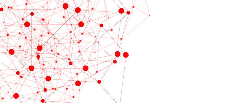 Abstract white red digital technology futuristic communication high tech concept background. Technology dots lines connect network background.