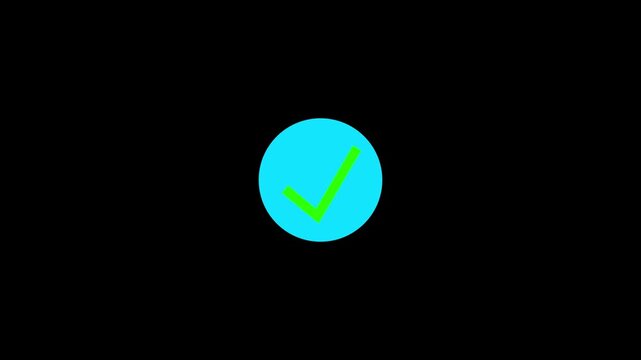 Tik mark icon and dark background chak mark 4k motion video animation.