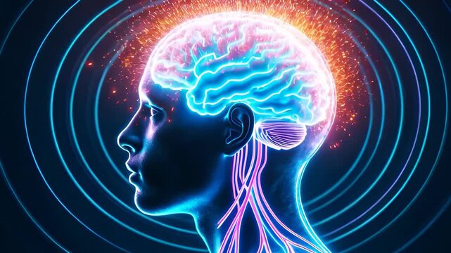 Human Brain with Neural Network Activity and Light Impulses