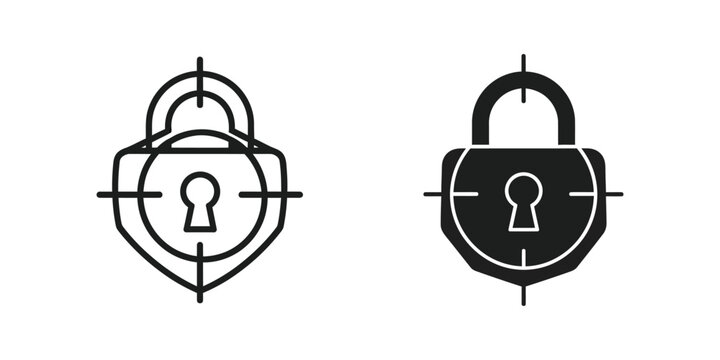 Crosshair target with locked padlock icons