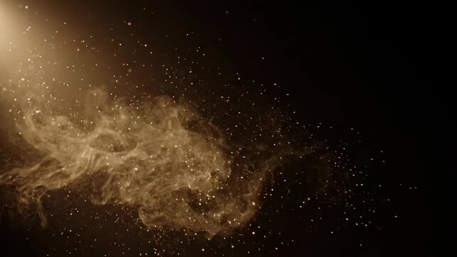 Radiant Light Beam Shining Through Dark Space with Sparkling Particles Effect