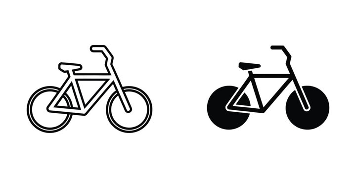 Minimalist bicycle and e-bike vector icons side by side